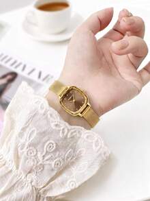REBIRTH 1pc Women's Vintage Luxury Minimalist Fashion Casual Artistic Personalized Watch Suitable For Daily Wear - Coffee Brown - View 8