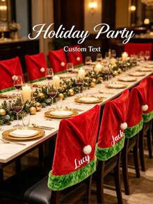 Personalized Santa Chair Cover, Customized Embroidered Christmas Dining Chair Back Cover, Holiday Table Decor, Christmas Home Gift, Customized Family Holiday Dining Decor - Multicolor - View 7
