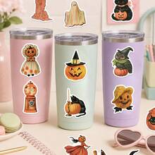 50Pcs Retro Halloween Stickers, School Supplies Back To School, Decor Notebook Water Bottle Luggage, Student DIY, Birthday & Back To School - Multicolor - View 7