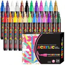 Professional Art Use]12/18/24 Colors Multicolor Acrylic Marker Set, Suitable For School, Classroom Supplies, Student Stationery, Artist Supplies, Back To School Gifts, Suitable For Coloring, Painting, Planner Marking, Christmas, Mother's Day, Back To School, Halloween Best Gifts. - Sets - View 15