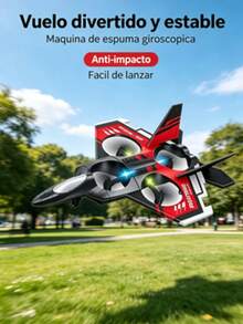 Avión de espuma de control remoto de 4 ejes con giroscopio, juguete volador recargable, disponible en rojo y verde, batería incluida, ideal para regalo infantil - Multicolor - Ver 4