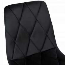 1pc Black Velvet Dining Chair, Upholstered Easy-Clean Chair With Padded Seat, Ergonomic Backrest & Black Metal Legs, 120 Kg Capacity, For Dining Room, Kitchen & Living Room - Black - View 9