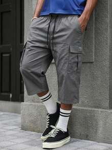 Spring/Summer Men's Outdoor Cargo Pants With Large Pockets, Loose Fit Drawstring Casual Sports Pants, Non-Stretch - Grey - View 6