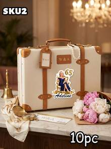 10/20/40pc Custom Photo & Text Milestone Birthday Die Cut Stickers, Personalized Name Age Face Cutout Stickers, Elegant Gold Ribbon Throne Chair Adult Birthday Party Favor Decals - Multicolor - View 12