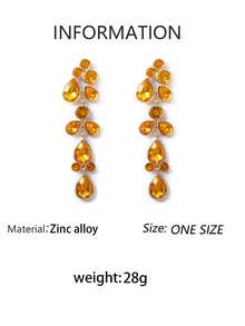 1 Pair European & American Vintage Bohemian Alloy Rhinestone Geometric Water Drop Tassel Earrings, Fashion High-End Style - Teardrop Tassel Earrings - View 16