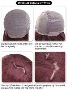 alicegarden 28-Inch Long Synthetic Wig Featuring A Natural Wavy Style In A A Stunning Burgundy. Designed With Bangs , This False Hairpiece Is Perfect For Ms Daily Party Cosplay Use, Offering A Natural And Natural Durable Wig Gift For Ladies., Halloween - Burgundy - View 9
