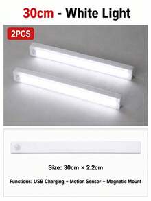 4 قطع شريط إضاءة LED دافئ USB 10/20/30/50 سم مع مستشعر حركة - شريط إضاءة LED بمستشعر حركة لاسلكي، إضاءة تحت الخزانة، مصباح ليلي مغناطيسي قابل للشحن قابل للالتصاق للممر وخزانة المطبخ والرف والخزانة وديكور المنزل - متعدد الألوان - مشاهدة 27