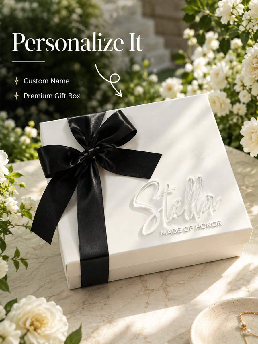 Personalized Gift Box With Lid, Customized Name Gift Box, Personalized Text Wedding Gift Box, Personalized Magnetic Folding Storage Box, Bridesmaid Gift Box, Groomsman/Bridesmaid Gift Box/Bridesmaid Invitation Gift Box/Chief Bridesmaid Gift Box/Wedding - Multicolor - View 1