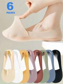 6 Pairs Women's Ice Silk No Show Socks Non Slip Invisible Liner Socks Multi Color For High Heels Flats All Season Daily Wear For Daily Halloween - Multicolor - View 14