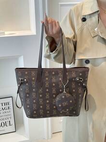Large Capacity Commuter Fashion Shoulder Tote Bag, Internet Celebrity Style, Outdoor, Ins, Back To School, Mori Style, French Style - Coffee - View 8