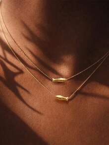 EleRunis 1PC 925 Sterling Silver Dainty Tiny Gold Fish Pendant Necklace Layering Necklace Minimalist Animal Necklace Design Birthday Gift Fish Jewelry Gift - Gold - View 1