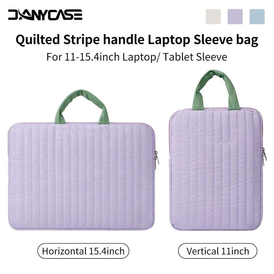 11-15.4 Inch Laptop Sleeve, Compatible With Air 13.3/Air15.3 10th Gen 11th Gen 10.9 7th Gen 8th Gen 9th Gen, Quilted Protective Case With Handle - View 1