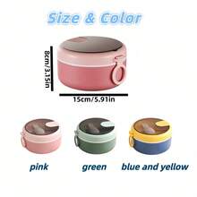 1pc Bento Box Set, Compartment Food Storage Container Set, Lunch Box With Spoon - Multicolor - View 8