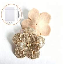 2/1pc Rhinestone Embellished Double Layer Five-Petal Flower Applique, Handmade Sew-On DIY Clothing Trim Accessory, Suitable For Shoes, Hats, Bags, Hair Accessories - Multicolor - View 16