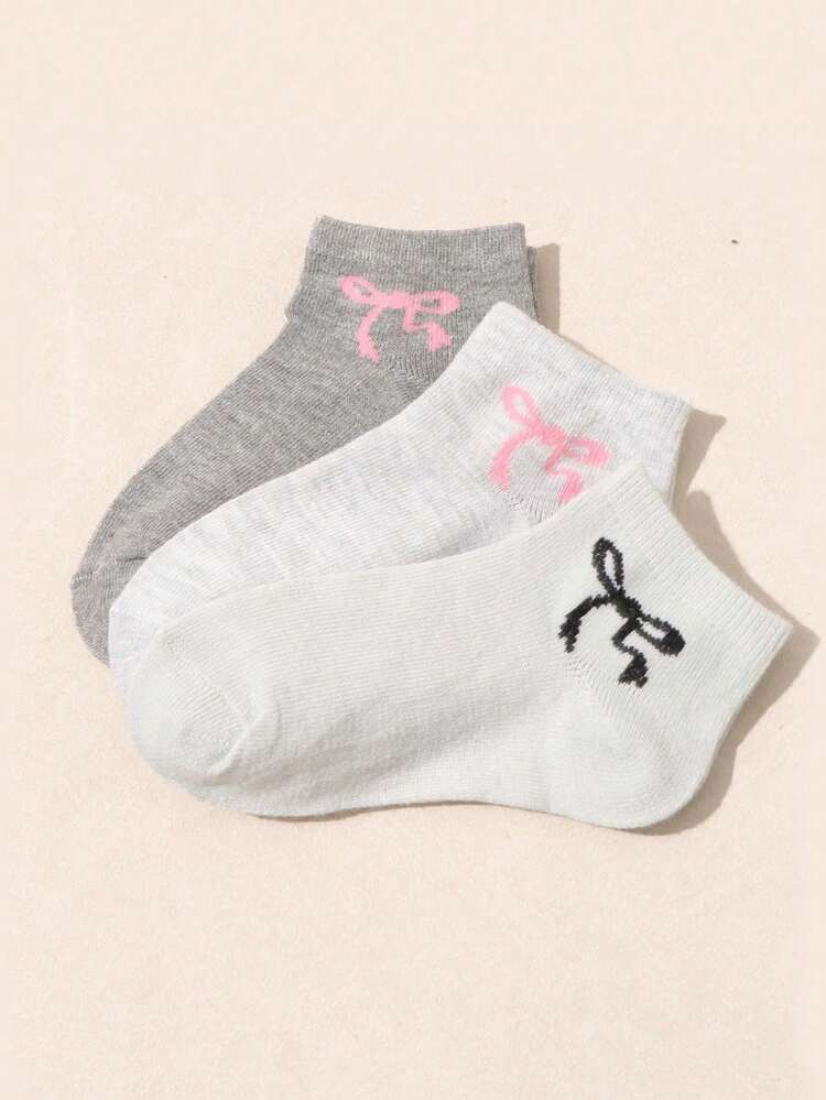 10/20雙隨機女款蝴蝶結印花船襪，多色混款低筒隱形短襪，透氣舒適不悶腳，春夏薄款低筒襪，百搭日常通勤襪 - 彩色 - 查看 4