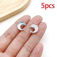 5/20pcs Silvery Plated Blue Rhinestone Charms Dolphin Shell Star Heart Butterfly Owl Pendant For DIY Bracelet Necklace Earring Jewelry Making Findings - Blue - View 29