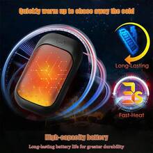 Portable Material Dual Hand Warmer, Magnetic Detachable Design, 2-In-1 Double Warmth, 3 Adjustable Levels, Minimalist Style, Sold Individually Or In Pairs, Winter Warmth, Black/Pink/White, 3 Colors Available, Battery Capacity: 2000mAh - Multicolor - View 3
