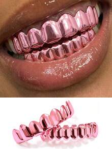 1pc Personalized Niche 8-Tooth Smooth Red/Pink/Green/Blue/Purple Hip Hop Teeth Grillz Party Halloween Funny Accessory Photography Prop Holiday Gift - Multicolor - View 2