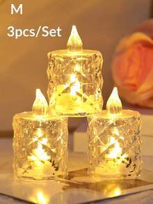1/3/12/24pcs Crystal Shaped LED Electronic Candles, Battery Operated, Flameless Candles, Indoor Tabletop Bar Decor Candles, Holiday, Party, Wedding, Proposal, Birthday Decoration Lights, Create Romantic And Cozy Atmosphere - Yellow Light - View 11