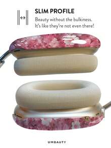 GIIPPA Glossy Hard Ear Cup Protective Cover With Ditsy Floral Pattern, Unisex Anti-Scratch Shell Compatible With AirPods Max 1/2 Oval Over-Ear Headphones For Daily Commute, Campus, Cafe, Travel, Picnic And Other Scenarios, Matching Accessories - Pink - View 4