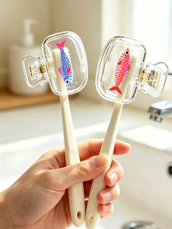 Colorful Sardine Pattern Toothbrush Cover, Transparent Travel Toothbrush Storage Box, Toothbrush Head Protector Clip, Toothbrush Storage Clip, Toothbrush Dust-Proof Protective Cover, Portable Design, Suitable As Gifts For Couples, Friends, Family, Teachers, Travel Enthusiasts, Essential For Home, Dorm, Vacation, Suitable For Birthday Gifts, Back To School Gifts, Wedding Accessories, Halloween And Christmas Gifts
