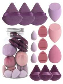 Random 5-Piece Makeup Sponge Set With Random Packaging Bottle And Bag, Complete Makeup Tool Set Including 3 Regular Makeup Sponges, 3 Mini Makeup Sponges, 3 Powder Puffs, 3 Mini Powder Puffs, And 3 Mini Finger Cushion Powder Puffs, Suitable For Foundation, Concealer, Loose Powder And Other Base Makeup Products For Flawless Long-Lasting Makeup, Multi-Color Latex-Free Makeup Sponges, Dry And Wet Use, Also As A Dedicated Application Tool For Creamy Foundation - Multicolor - View 1