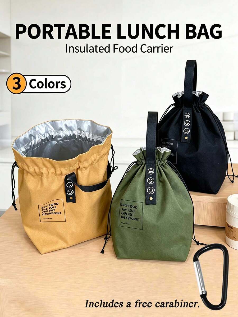 Drawstring Lunch Bag, Multi-Functional Drawstring Closure Lunch Box Tote Bag, Insulated Lunch Bag (Non-Food Contact)