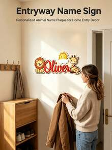 Personalized Family Name Sign, Custom Name Wall Decor, Animal Style Door Sign, Home Entrance Decoration, Personalized Door Sign Wall Art - Multicolor - View 4