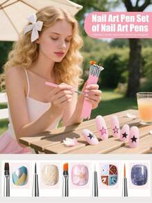 80pcs Pink Series Manicure Tool Kit, 48-Slot Reusable Nail Art Clay, 10 Nail Art Stands + 2 Clear Ba - Pink - View 2
