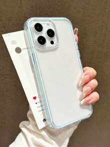 Phone Case: Apple Smart Fashion Phone Case, High-End Texture, 3-In-1 Thickened Material, Colorful Solid Color Frame, Personalized Creative Pink/White/Black/Blue/Green, Minimalist Anti-Drop Full Coverage Transparent Feel, Suitable For Apple 18/18Pro/18promax/17/17Pro/17Promax/16PRO/16PROMAX/16/15PROMAX/14/14PROMAX/13/12/12PRO/11/11PROMAX/15PRO/13PRO/14PLUS, Colorful Phone Case - Baby Blue - View 3