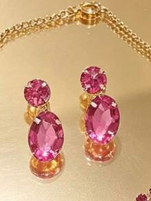 3pcs/Set Fashionable Elegant Geometric Rhinestone Necklace & Earrings Jewelry Set, Suitable For Wedding, Banquet, Party - Multicolor 2 - View 9