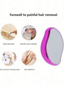 1/2pcs Random Color Crystal Hair Eraser For Women And Men, Reusable Crystal Hair Remover Magic Painless Exfoliation Hair Removal Tool, Magic Hair Eraser For Back Arms Legs,Upgraded Reusable Nano Female Leg Hair Removal - Multi-color - View 5