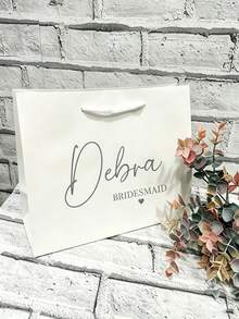 1pc Customized Bride Bridesmaid Groomsman Wedding Gift Bag, Personalized Paper Reusable Wedding Party Candy Bag, Multi-Functional, Decorative, Reusable, Exquisite, Fashionable, Colorful, Modern, Customized, Personalized, Unique, Ideal Men's Gift - Multicolor - View 5
