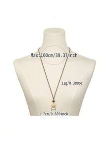1pc Colorful Five-Pointed Star Pendant Wax Rope Pull Necklace, Luxury High-End Style, Autumn/Winter Sweatshirt Chain, Long Sweatshirt Chain Accessory - Necklace - View 3