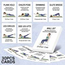 30pcs Pilates Mat Workout Cards, Exercise Cards For Full Body Fitness, Illustrated Pilates Core Training Cards With Instructions, Daily Exercise Cards, Perfect For Friends, Family & Beginner - A - View 1