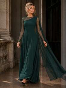 Women's Mesh Patchwork Casual Party Short Dress - Green - View 4