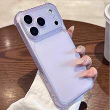 可愛磨砂透明手機殼，適用於 iPhone 18 Pro Max 17 16 15 14 13 12 Plus，防震保護套 - 透紫 - 查看 4