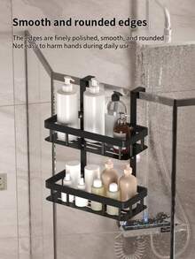 Bathroom Door Hanging Storage Basket, Bathroom Storage Rack, Bathroom Hanging Rack, Double Layer Bathroom Storage Shelf, Bathroom Storage Basket, Bathroom Accessories, Bathroom Storage & Organization, Summer Bathroom Decor - Multicolor - View 3