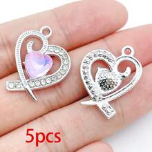 5/20pcs Silvery Plated Purple Rhinestone Charms Dolphin Shell Star Heart Butterfly Owl Pendant For DIY Necklace Earring Jewelry Making Findings - Mauve Purple - View 12