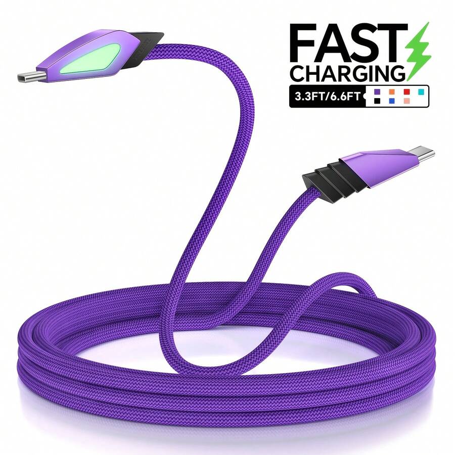 Kabel Pengisian Cepat Jalinan Magnetik Tzlrxl, Tahan Lama & Bebas Kusut, Tersedia Berbagai Pilihan Warna untuk Ponsel, Tablet & Laptop - Hijau - View 1