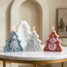 Geometry Xmas Tree Candle Silicone Mold With Santa Claus Reindeer Snowman Design DIY Scented Candle Making Mold For Christmas Holiday Home Decor Gift Crafts - Christmas Mold - View 4