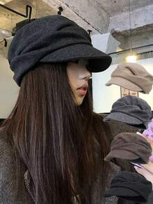 1pc Women's Beret Hat, Vintage Newsboy Cap, Pleated Beret, Suitable For Travel, Commuting, Street Style, Fashion Accessory - Stacked Berets - View 1