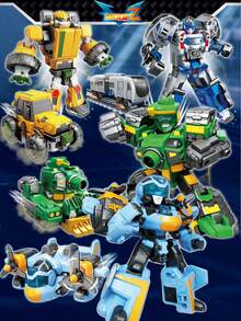 Transforming Mecha Set, Car To Robot Toy, Manual Transformation To Airplane Or Tank, Cartoon Robot Design, Educational Toy, Christmas Gift - Multicolor - View 4