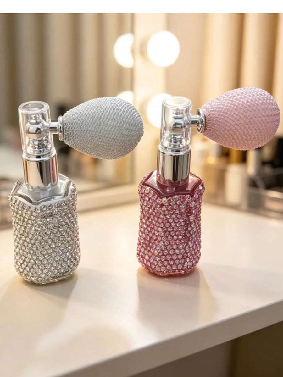 Botol Semprot Kaca Airbag Rhinestone untuk Perjalanan, Botol Isi Ulang Sampel Kosmetik Wewangian Portabel - View 1