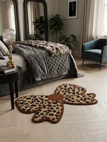 1pc Cute Bowknot Rug, Leopard Print Bowknot, Faux Cashmere, Soft And Fluffy, Room Decor, Home Supplies, Indoor Doormat, Living Room Carpet, Kitchen Mat, Bedroom Rug, Bathroom Mat, Home Decoration, Bedroom Decor, Bathroom Decor, Easy To Clean - Multicolor - View 7