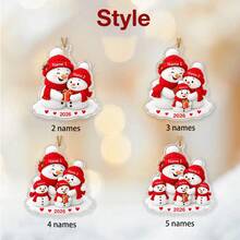 Custom Snowman Family Christmas Ornament, Personalized 2-5 Names Family Hanging Decor, Customized Snowman Christmas Tree Ornament 2026, Customizable Holiday Keepsake Gift For Mom Dad Family, Xmas Decorations - Style C - View 3