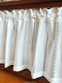 1PC Spring/Summer Simple Elegant Hollow Floral Embroidered Cafe Hollow Table Skirt Short Curtain, Suitable For Kitchen Cabinet, Living Room, Balcony, Bay Window, Bedroom, Wardrobe, Study, Garden Home Decor - White - View 4