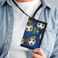 1pc Soccer Tri-Fold Youth Wallet, Neck Hanging Wallet, Gift For Boys And Girls, Suitable For Daily Use - Multicolor - View 3