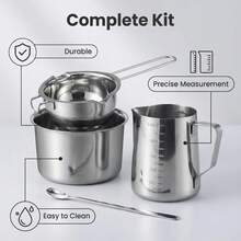 DIY Handmade Aromatherapy Candle Making Kit, Soap Making Design Tools, Baking Measuring Cups, Wax Melting Pot - Silver - View 4
