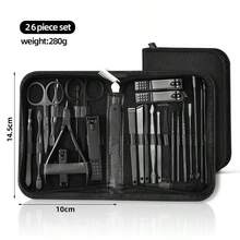 VCHOSE 26-In-1 Professional Men's Manicure Set - 26 Pieces, Stainless Steel Nail Care Tools With Luxury Travel Storage Box, Gift For Husband, Boyfriend, Parents, Black/Brown - Multicolor - View 12